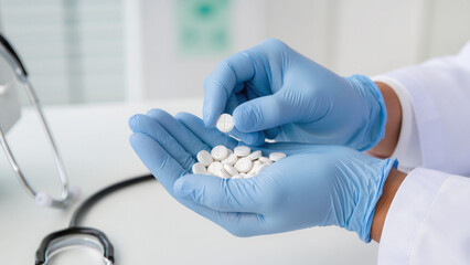 doctor holding pills