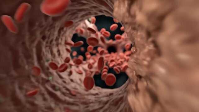 Detailed Microscopic View Of Red Blood Cells Flowing Through Artery With Plaque Buildup And Pathogens Microscopic Anatomy