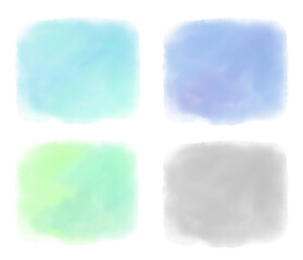 水彩風の四角いイラストセット　クールトーン
