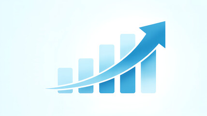 Financial graph showing positive trend with blue bars and an ascending arrow, conceptualizing successful startup growth and wealth accumulation.