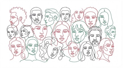 Fototapeta premium Abstract Faces Line Art