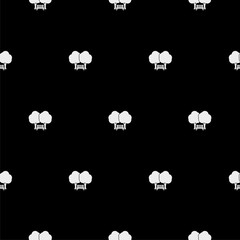 Fototapeta premium Park Bench with tree seamless pattern isolated on black background