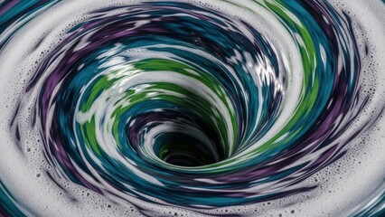 Abstract swirling vortex of colorful liquid with dramatic lighting