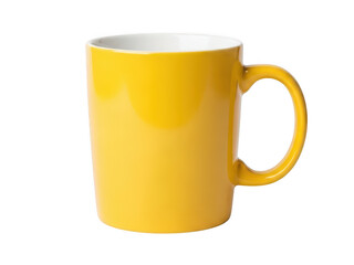 Bright yellow mug isolated on transparent background