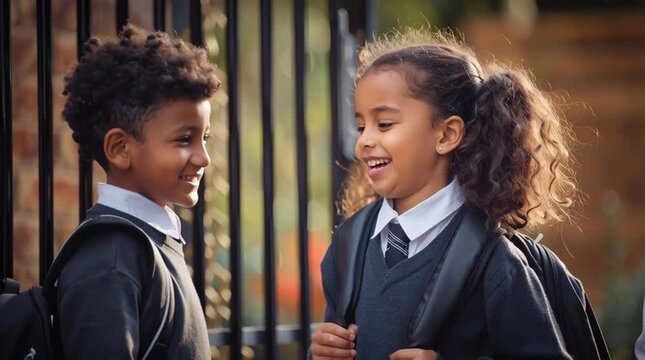 first day kindness at the school gate, a shy smile and an empty seat, childhood empathy and new beginnings