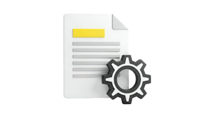 Document with Gear Icon - Settings and Configuration Concept