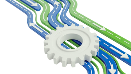 Gear Intersecting Winding Roads with Arrows