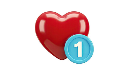 Red Heart Icon with Notification Badge