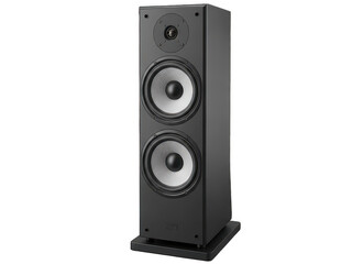 Obraz premium Black floor standing speaker isolated on transparent background