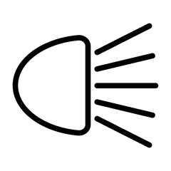 Black Line Icon of Car Headlight with Light Beams