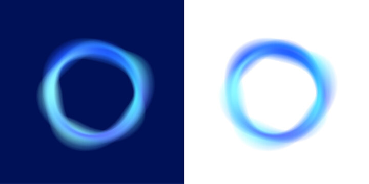 Neon glowing set circle shape with smooth gradient, blur portal PNG vector. Bright luminous ring with soft light aura effect. Futuristic abstract digital element. Cool water turns into liquid ice. 