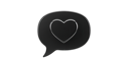 Black Speech Bubble with Heart Icon