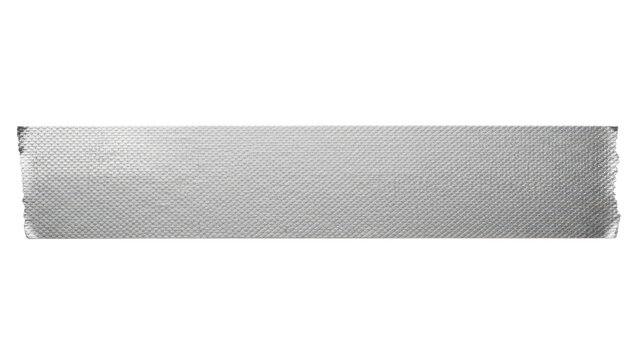 Blank duct tape strip mockup silver fabric mesh texture straight layout heavy duty look isolated on white background