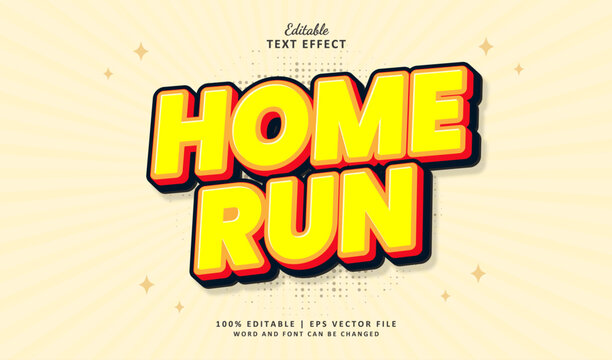 Home run Editable Text Effect Style 3d Sport