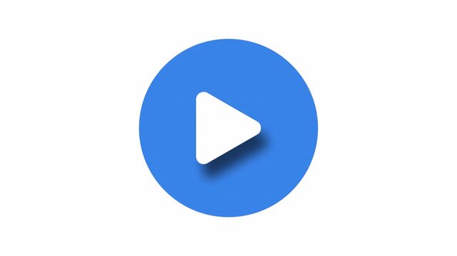 Blue circle motion graphic animation play button. Alpha Channel. 4k Animation