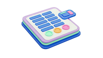 3D Illustration of a Stylized Calculator with Colorful Buttons