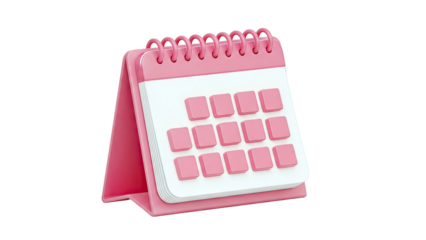3D Pink Desk Calendar with Blank Square Date Slots