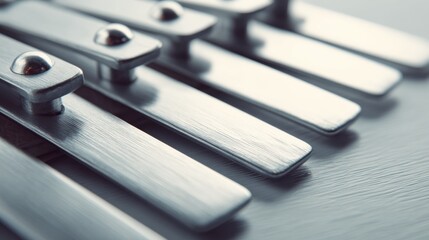 Close-Up of a Metallic Silver Kalimba Instrument Detail