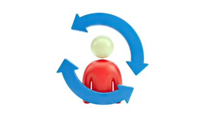 3D Icon: Person Symbol with Circular Arrows