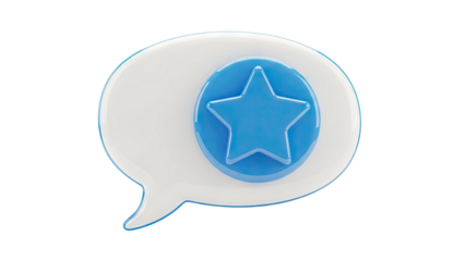 3D Speech Bubble with Blue Star Icon