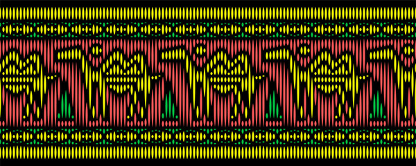 Horizontal seamless folk embroidery border with camels