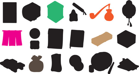 Collection of various isolated clothing items on transparent background