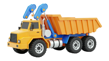 3D Rendering of a Yellow and Orange Toy Dump Truck
