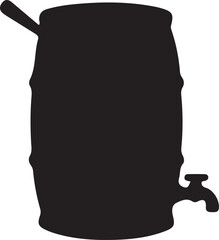 Black barrel with spigot isolated on transparent background