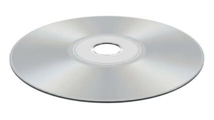Silver compact disc PNG isolated on transparent background, blank CD or DVD for data storage and music media