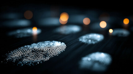 Biometric legal policy scene showing scan icons representing identity law justice system environment lighting