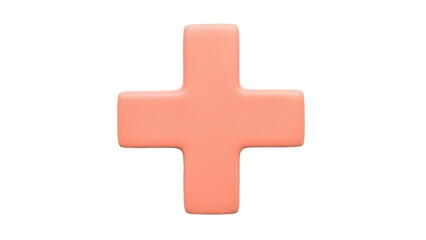 Obraz premium Peach-colored plus sign PNG isolated on transparent background, mathematical symbol for addition and positive concepts