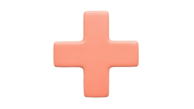 Peach-colored plus sign PNG isolated on transparent background, mathematical symbol for addition and positive concepts - Powered by Adobe