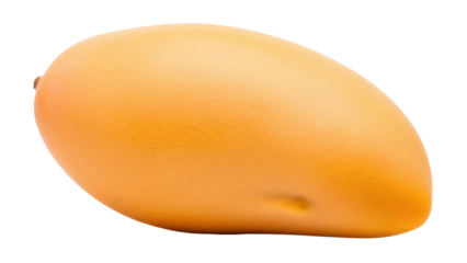 Ripe yellow mango fruit isolated PNG, tropical healthy food with smooth skin and sweet taste, exotic vegetarian ingredient on transparent background