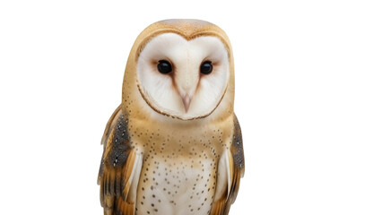 Barn owl PNG isolated on transparent background, nocturnal bird of prey with heart-shaped face and...