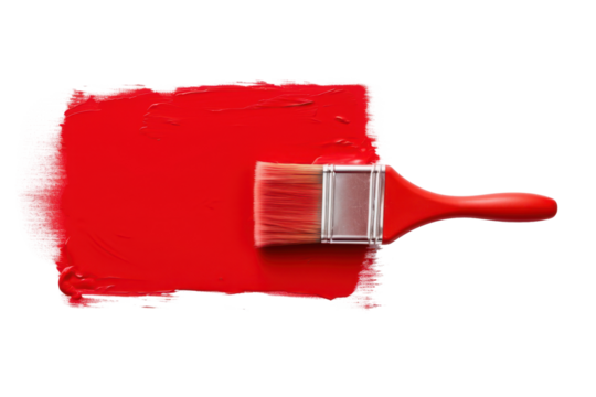 red paint brush with color stroke textured background isolated on white or transparent png - Powered by Adobe