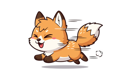 Obraz premium Cute Running Fox Cartoon with Speed Lines and Happy Expression