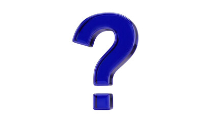 Blue question mark PNG isolated on transparent background, symbol for uncertainty and inquiry in graphic design projects