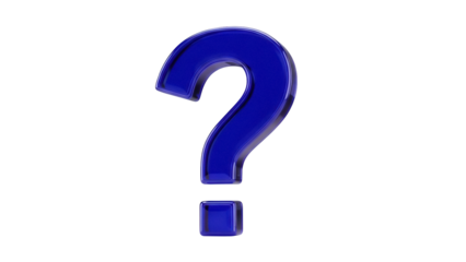 Blue question mark PNG isolated on transparent background, symbol for uncertainty and inquiry in graphic design projects