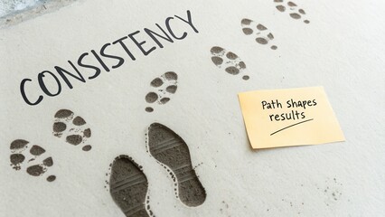 Footprints on a Path Symbolizing Progress and Consistency