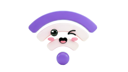 Cute Kawaii Wifi Icon Winking and Smiling
