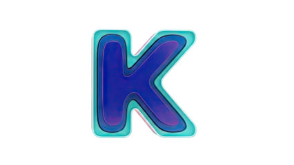 3D Letter K with Blue and Teal Gradient