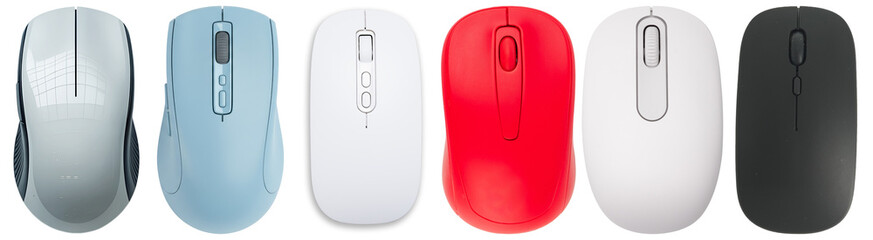a vibrant collection of ergonomic computer mice in different colors, essential for modern desktop computing.