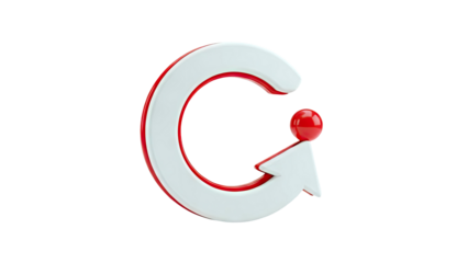 3D Letter G with Red Arrow and Ball