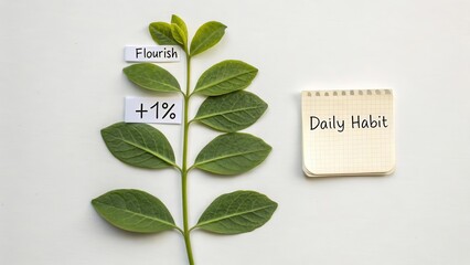 Green sprout plant representing daily growth and habits on white background