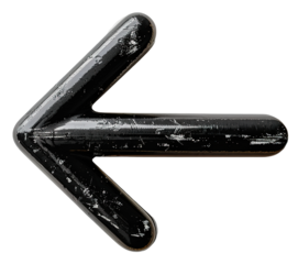 This design features a modern black arrow in a minimal style. It is cut out on a transparent background, making it suitable for digital and print projects in many contexts