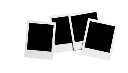 Four blank square photo frames overlapping, ideal for memory or creative design