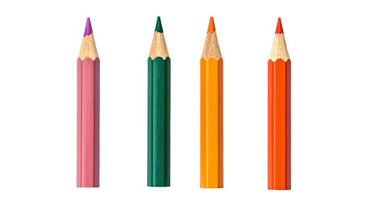 Four colored pencils of varying hues displayed vertically against a black background