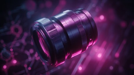Magnified View of a Camera Lens with Precision Alignment