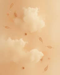 Clouds and leaves float in a soft background during a calm afternoon in an artistic setting