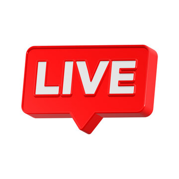 live icon 3d render red square bubble